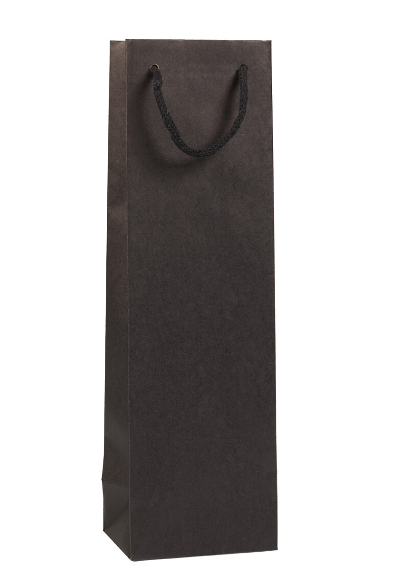 Papírová taška GLASS NERO 12x9x40 černá, textilní ucha bez laminace