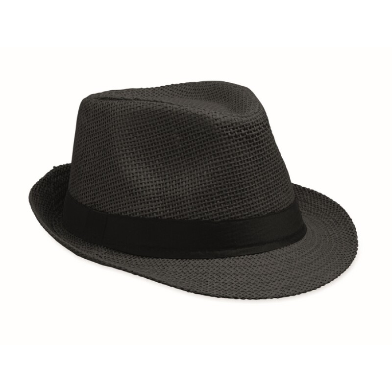 Papírový slaměný klobouk, černá
