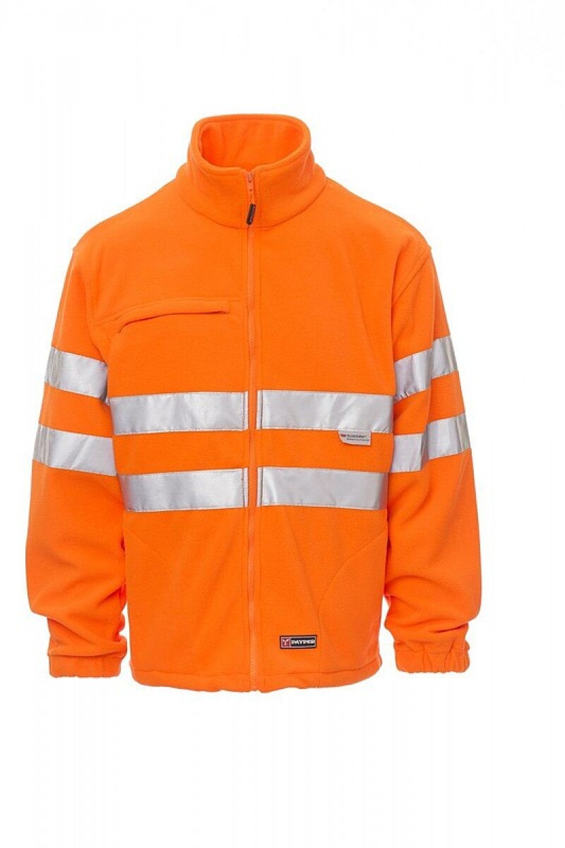 Payper LIGHT pánská fleecová bunda s reflexními pruhy, fluorescenční oranžová, 5XL