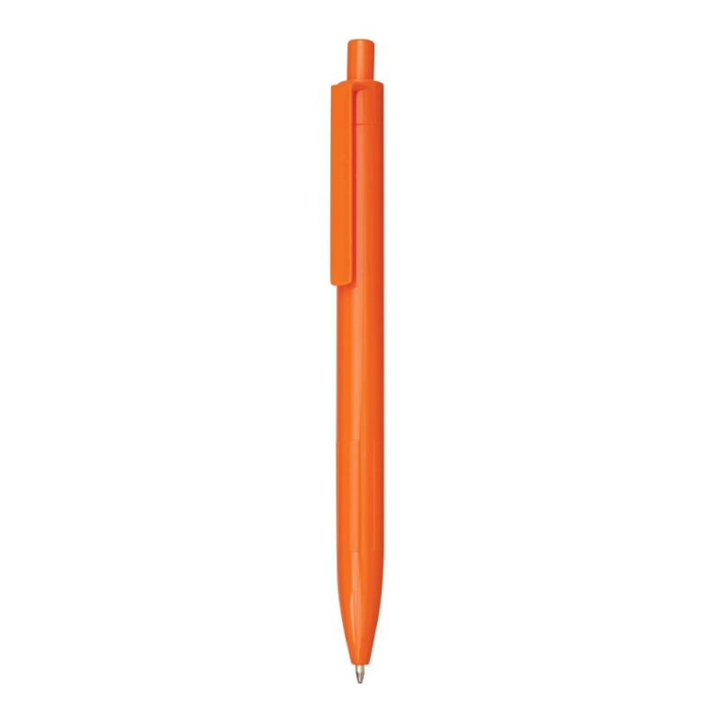 Plastová propiska s žebrovaným úchopem, oranžová