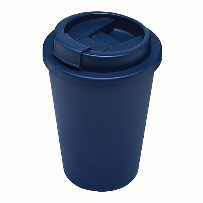 Plastový dvouvrstvý hrnek s víčkem, 300ml, námořní modrá