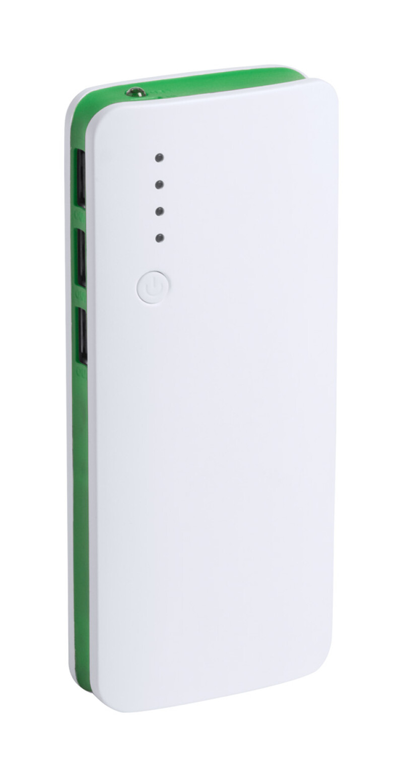 Powerbanka 10000mAh, bílá se zeleným bokem