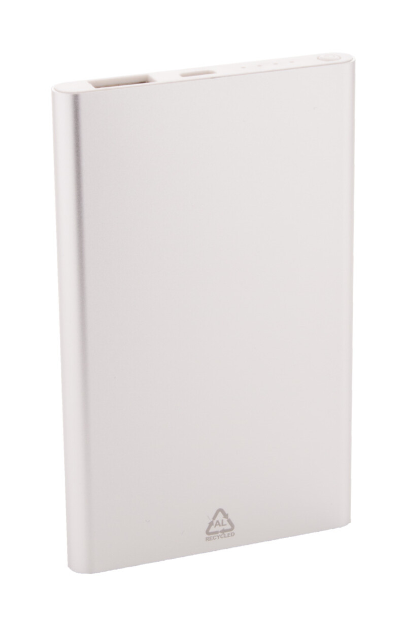 Powerbanka 4000mAh z recyklovaného hliníku, stříbrná