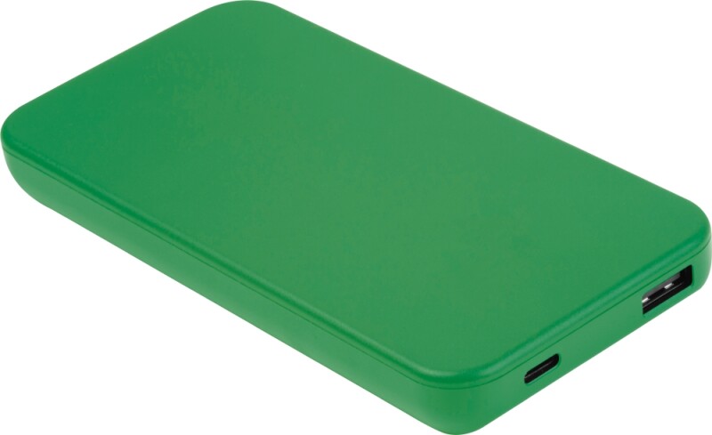 Powerbanka z recyklovaného plastu 10000 mAh, zelená