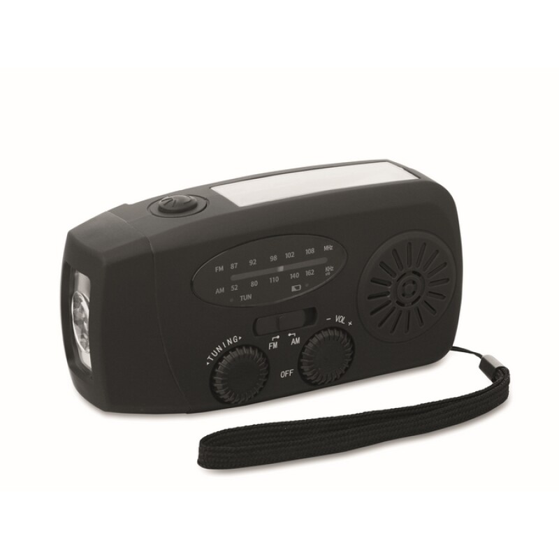 AUSELO Přenosné rádio s LED svítilnou, černá