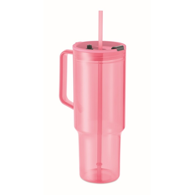 Průhledný hrnek 1200 ml, růžová