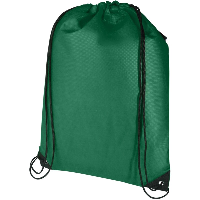 Recyklovaný netkaný stahovací batoh, zelená