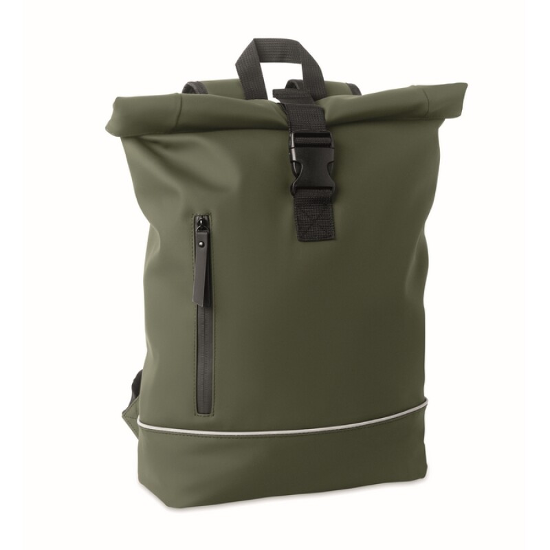 Rolovací PU batoh na notebook 15", tmavě zelená