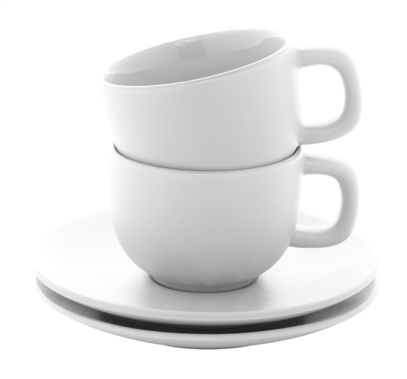 VANLION Sada 2 šálků a podšálků na cappuccino, bílá