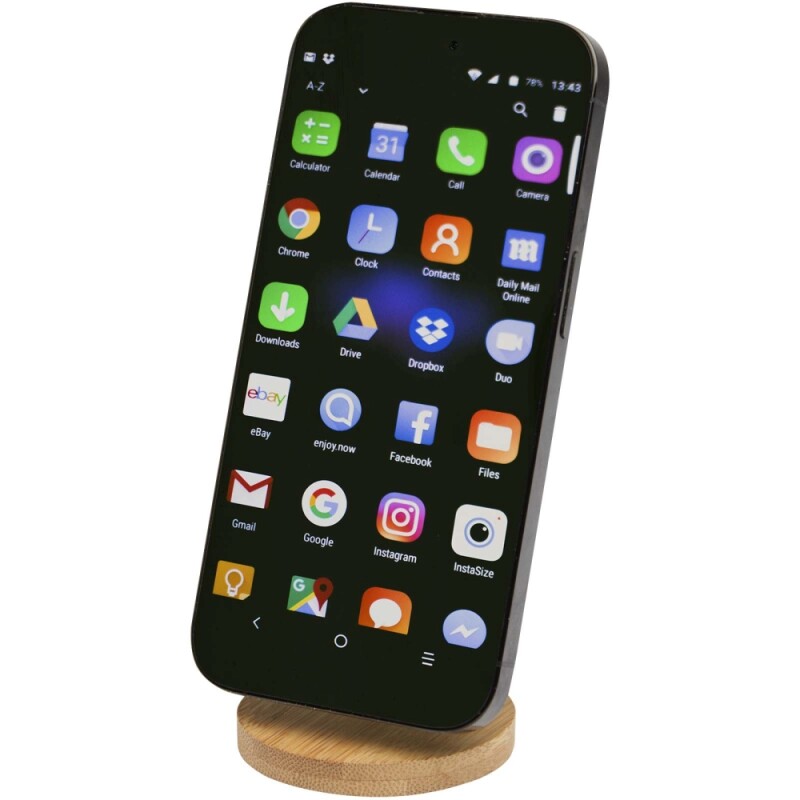 Skládací magnetický stojánek na telefon z recyklovaného plastu s bambusovými detaily, černá