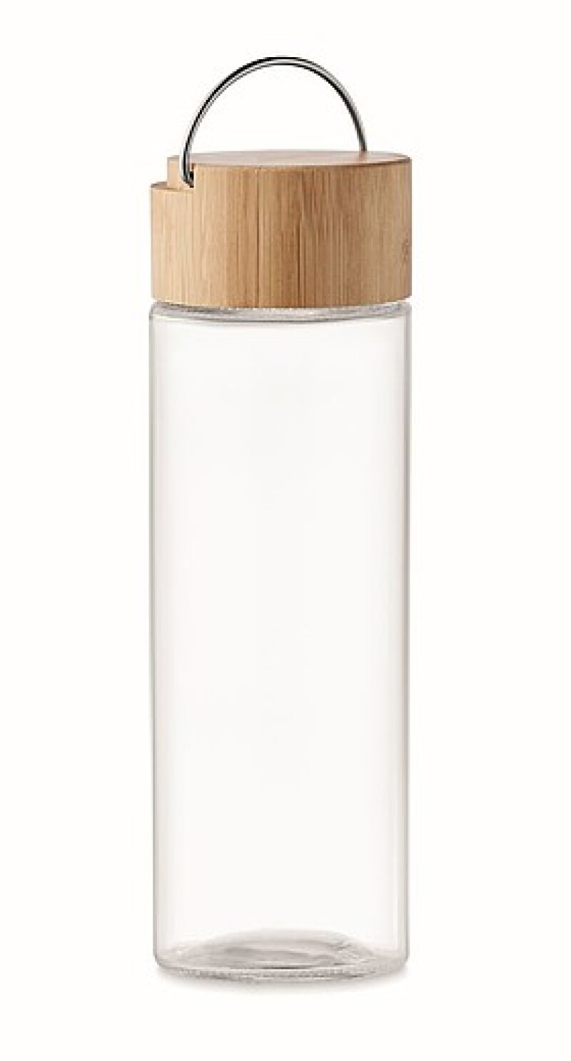 Skleněná láhev na pití, 500ml, s bambusovým víčkem