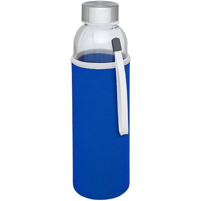 Skleněná láhev na pití, 500ml, s neoprenovým obalem, modrá
