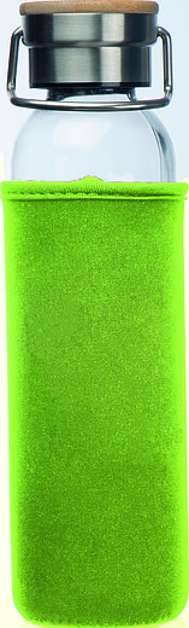Skleněná láhev s neoprénovým rukávem, objem 600 ml, limetková