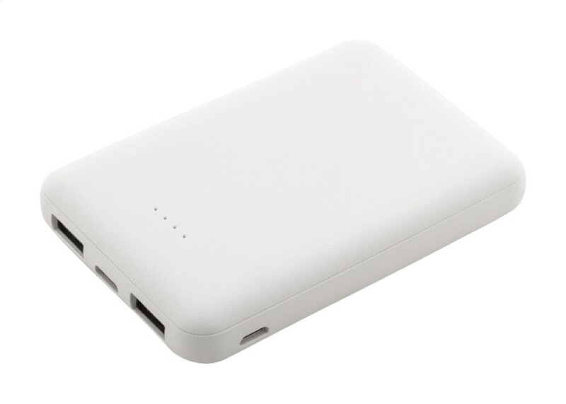 Slim powerbanka z recyklovaného ABS s baterií o kapacitě 5 000 mAh, bílá