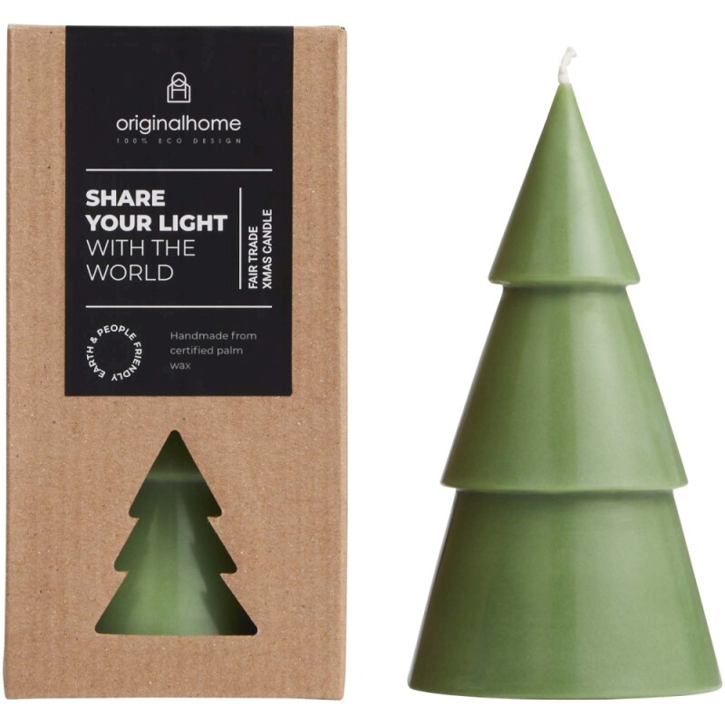 Svíčka ve tvaru vánočního stromku s vůní matcha – velká, zelená