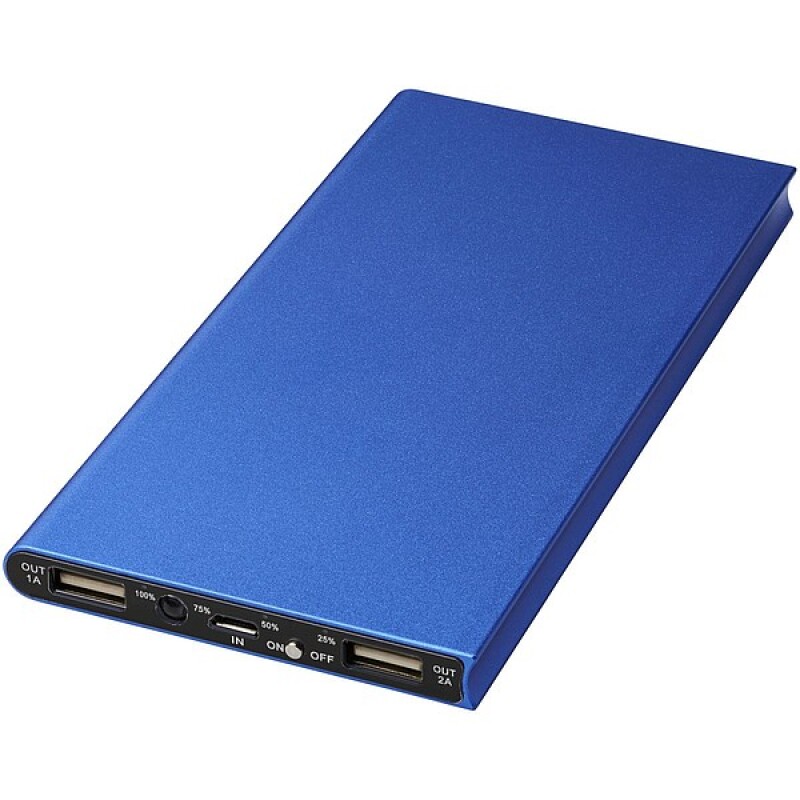 Tenká hliníková powerbanka 8000 mAh, černá