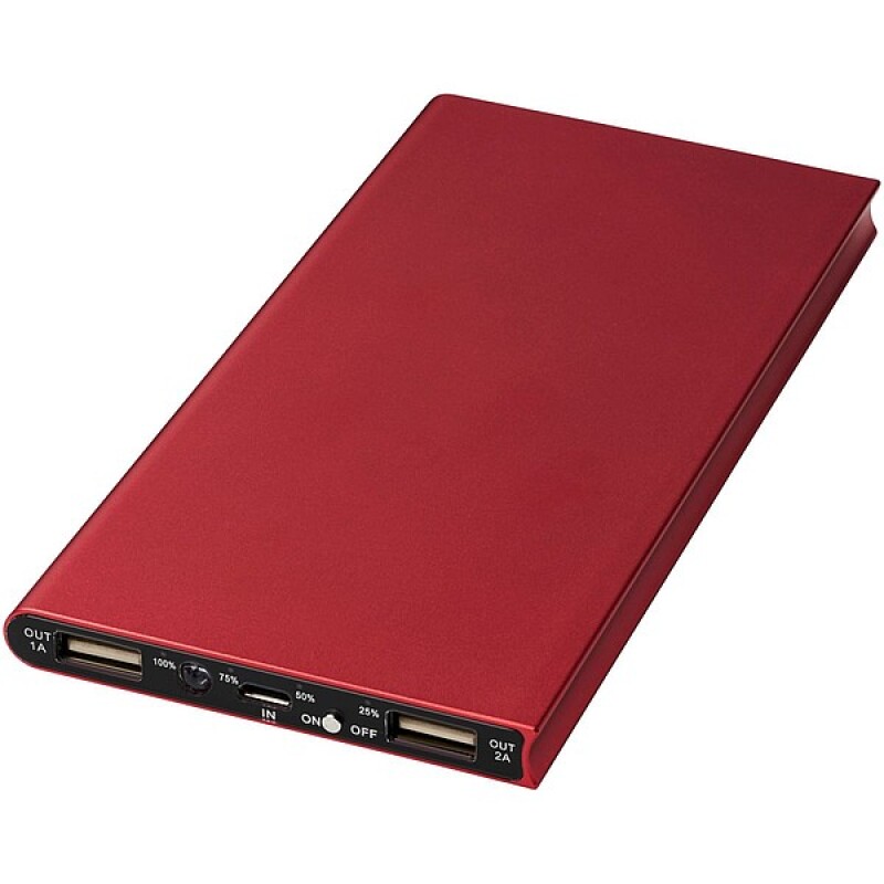 Tenká hliníková powerbanka 8000 mAh, stříbrná