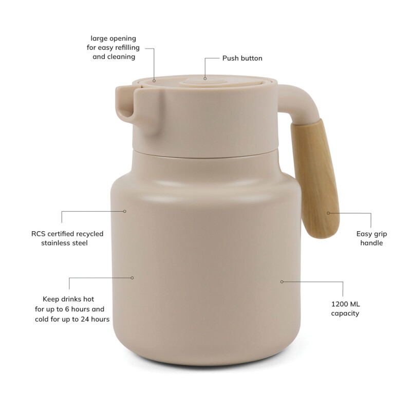 Termo džbán 1200ml, béžová