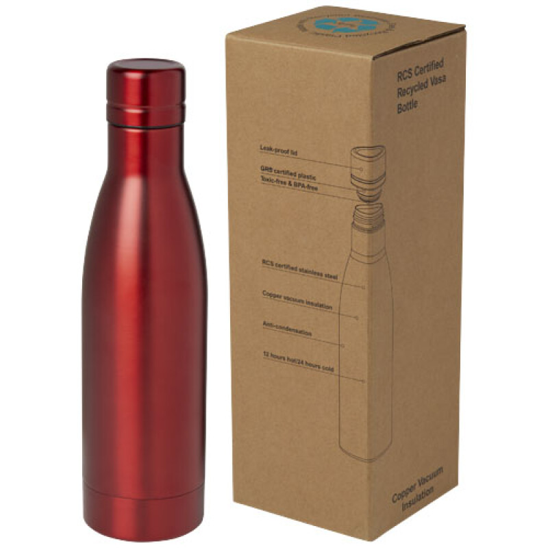 Termo láhev na pití, 500ml, z recyklované nerezové oceli, červená