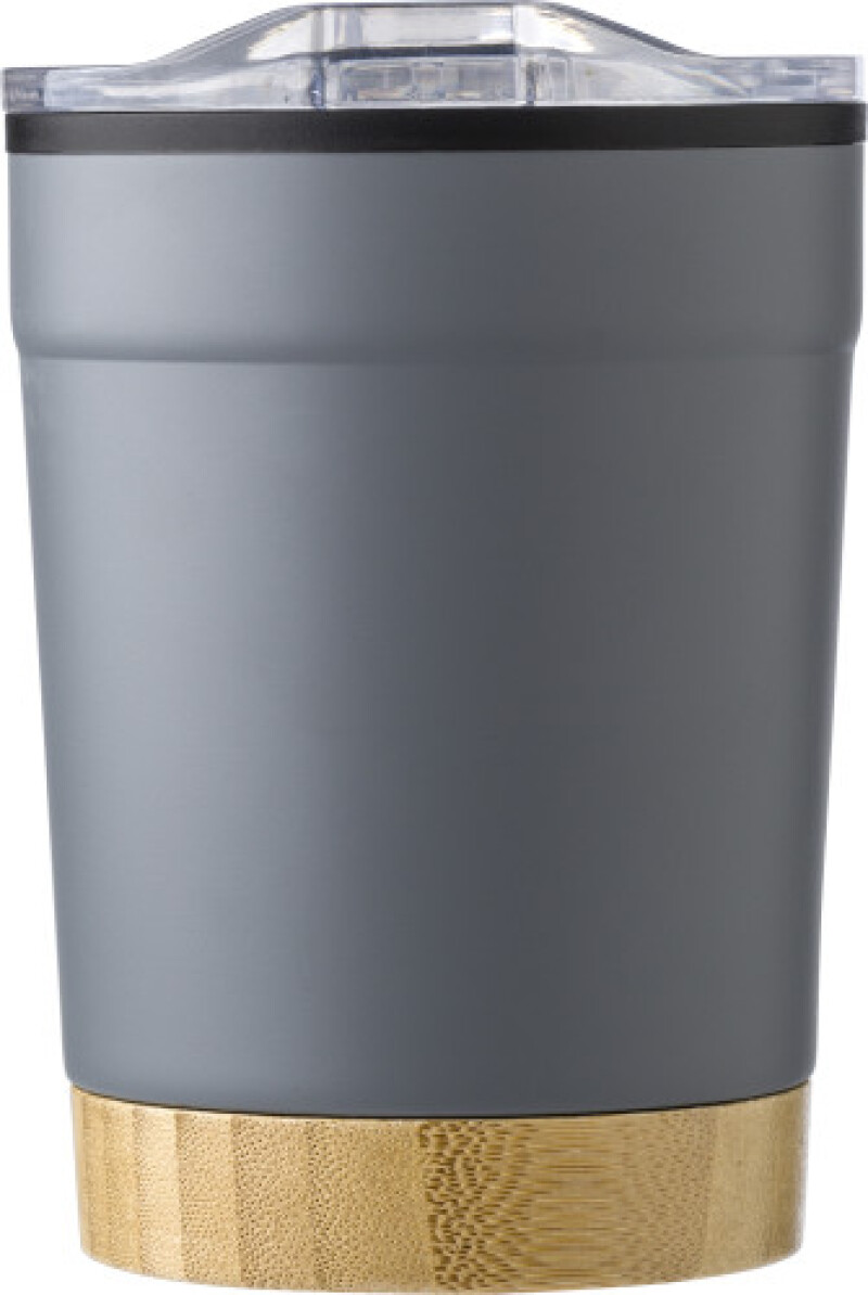 Termohrnek 300ml, s bambusovým dnem, šedý