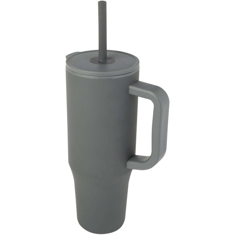 Termohrnek se silikonovým brčkem 900ml, šedá