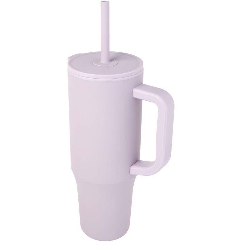 Termohrnek se silikonovým brčkem 900ml, světle fialová