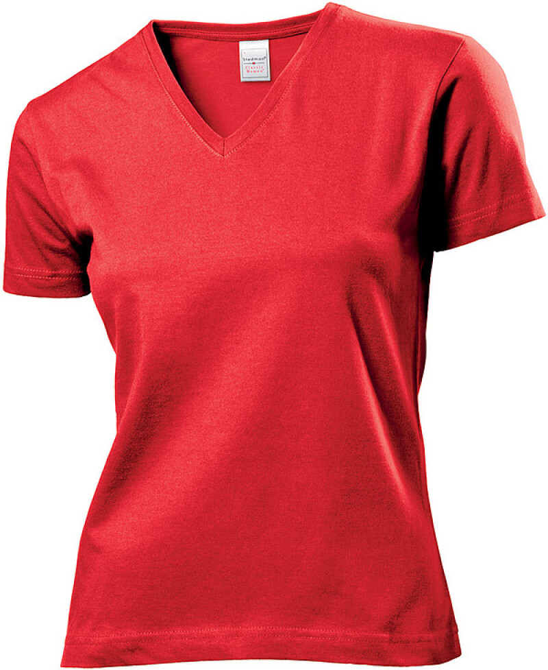 Tričko STEDMAN CLASSIC V-NECK WOMEN červená XXL