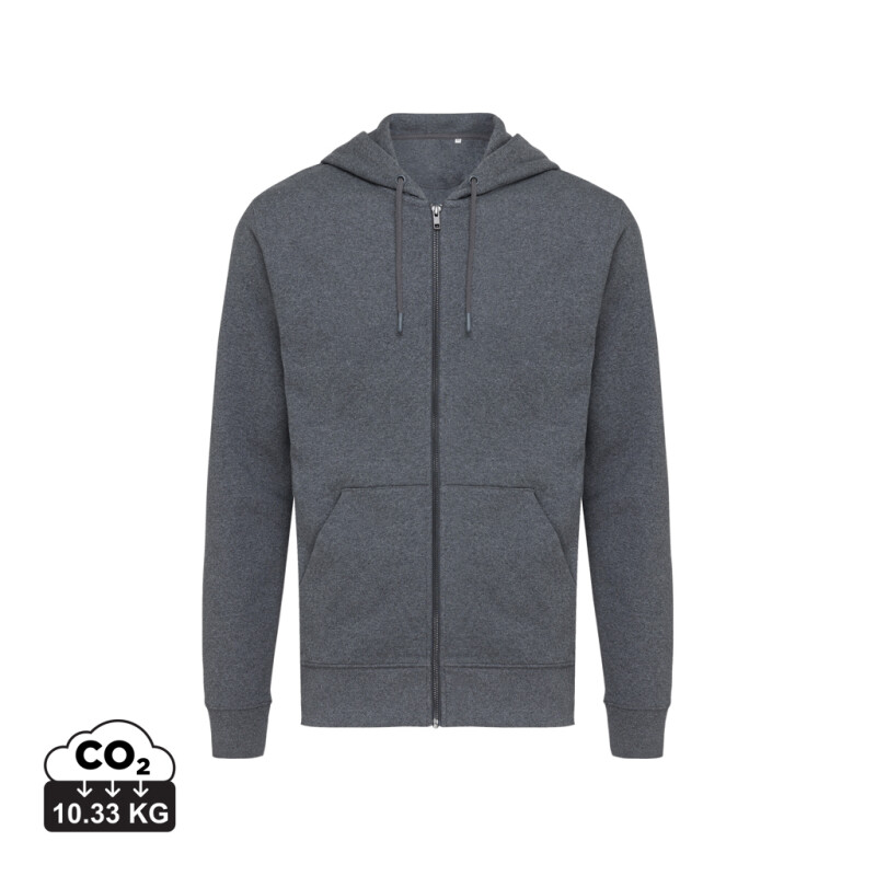 Unisex mikina na zip s kapucí Iqoniq Abisko, tmavý antracit, velikost XXS