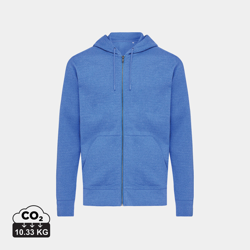 Unisex mikina na zip s kapucí IQONIQ Abisko, velikost XXS, modrý melír