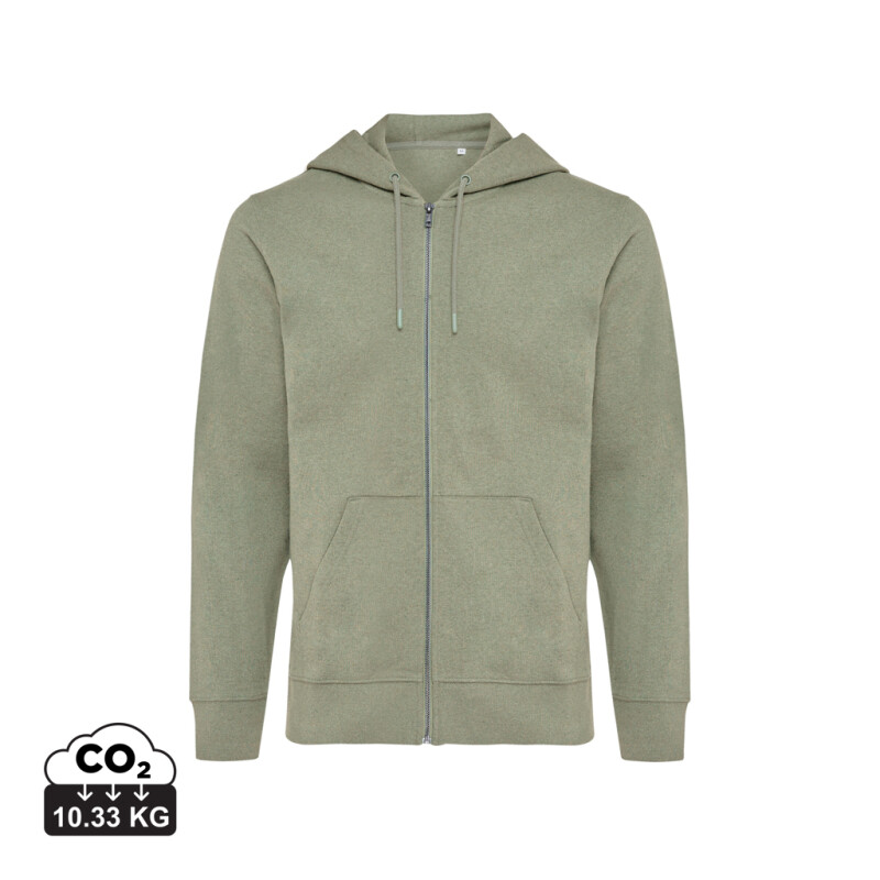 Unisex mikina na zip s kapucí Iqoniq Abisko, zelená, velikost XXS