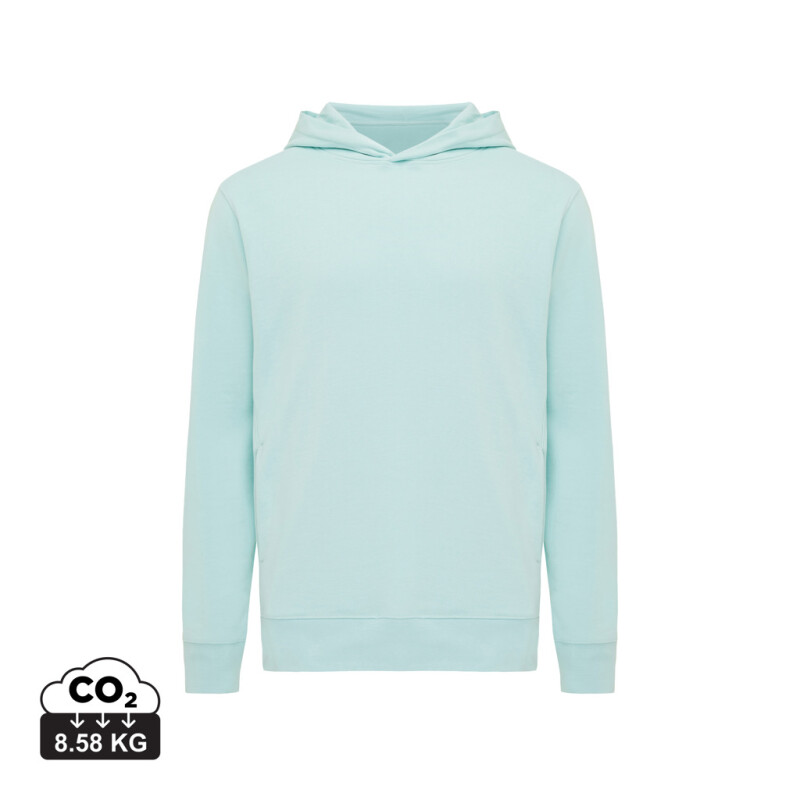 Unisex mikina s kapucí a bočními kapsami Iqoniq Yengo, mátová, velikost XL
