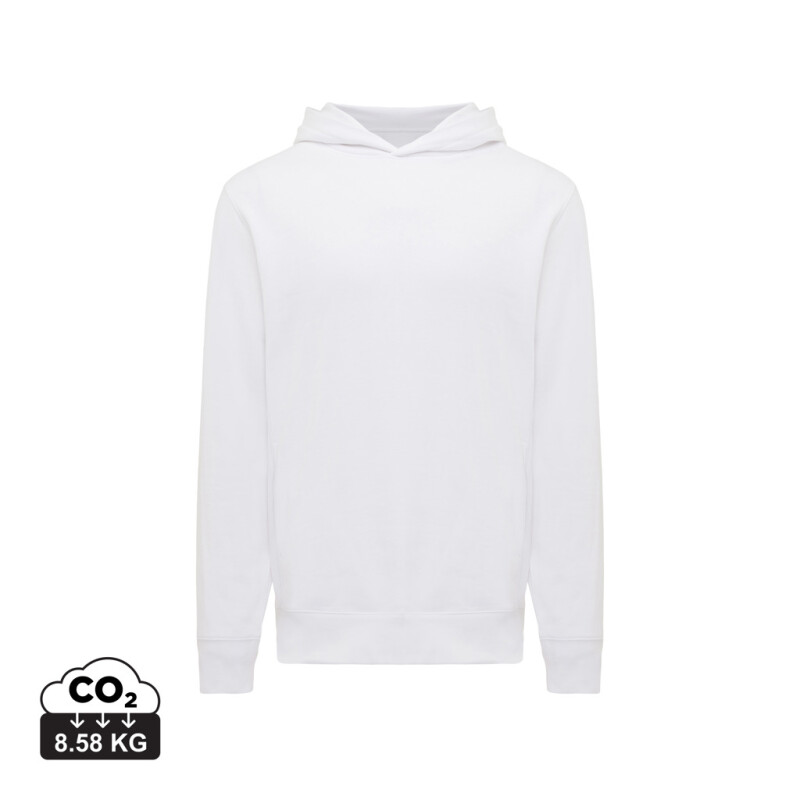 Unisex mikina s kapucí a bočními kapsami Iqoniq Yengo, recyklovaná bílá, velikost L