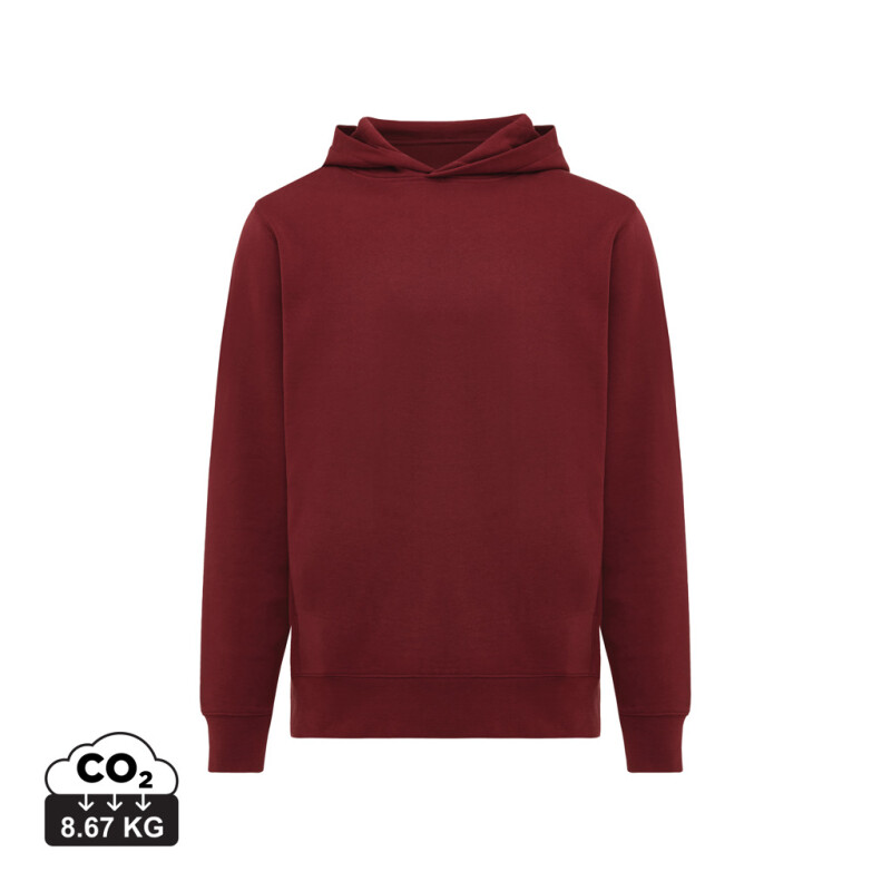 Unisex mikina s kapucí a bočními kapsami Iqoniq Yengo, vínově červená, velikost XS