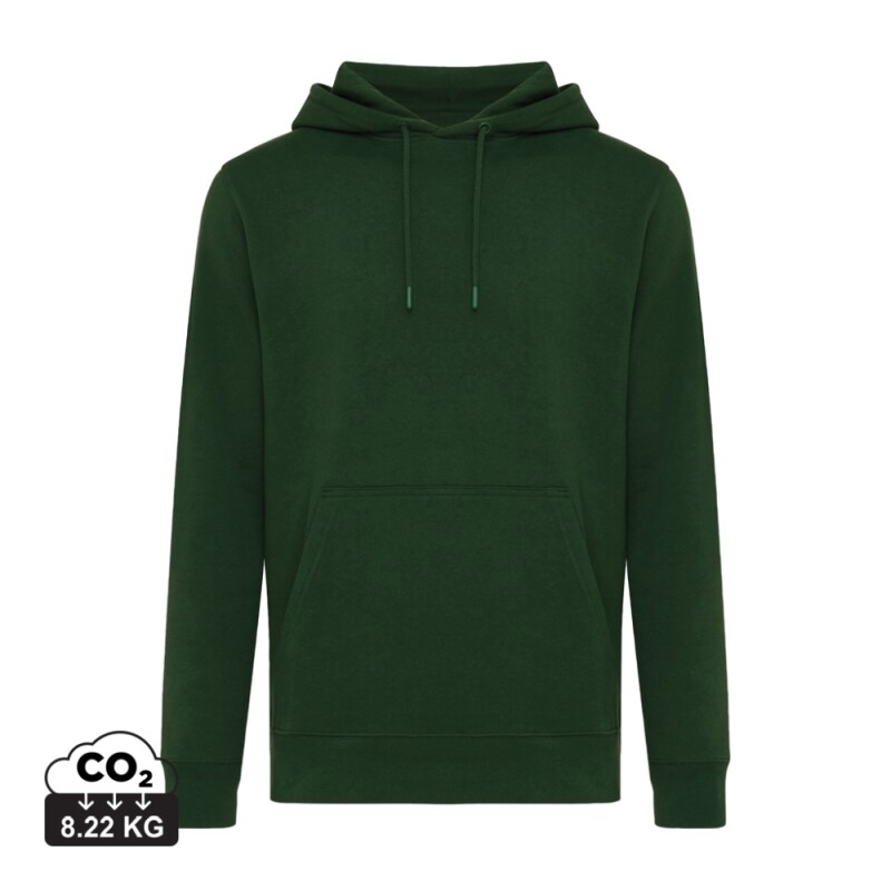 Unisex mikina s kapucí Iqoniq Rila, velikost L, tmavá zelená