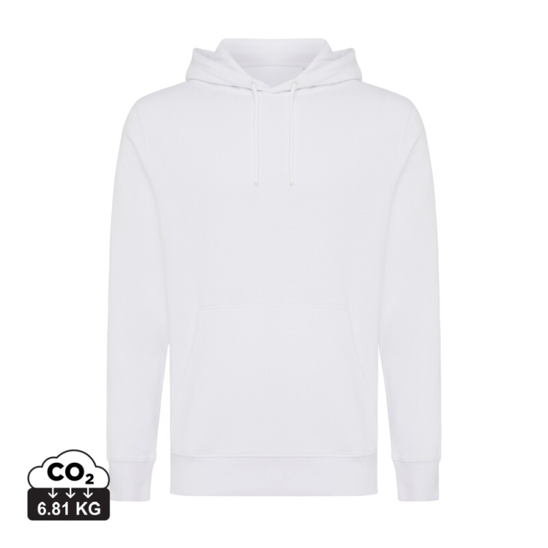Unisex mikina s kapucí Iqoniq Rila, velikost S, bílá