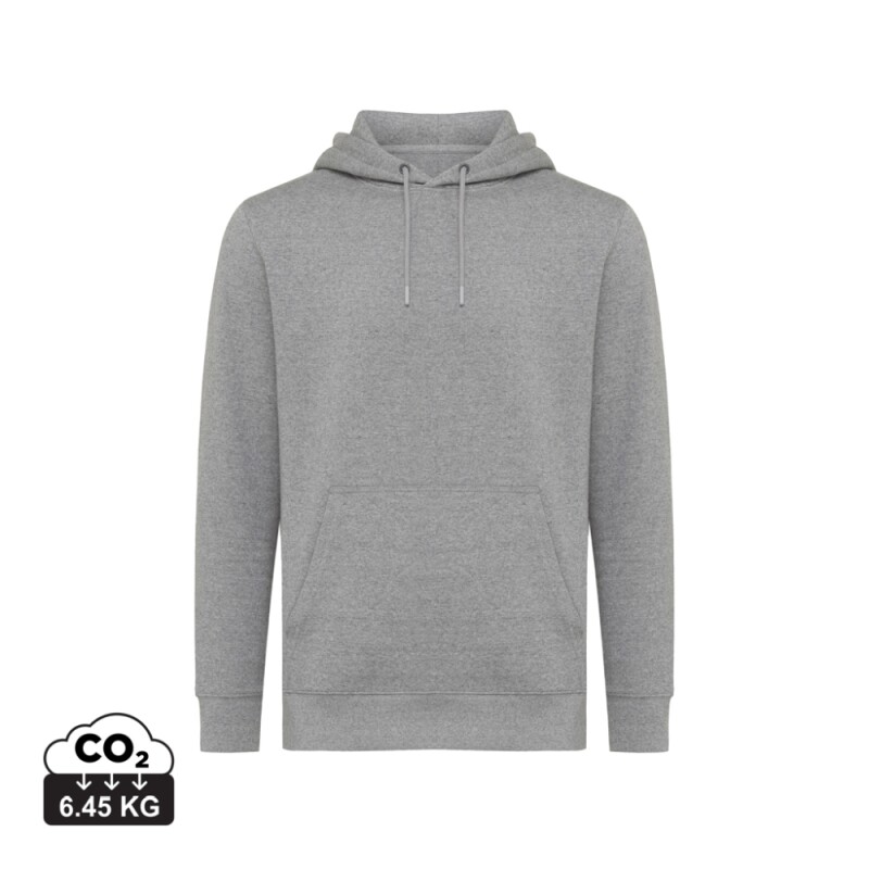 Unisex mikina s kapucí Iqoniq Rila, velikost XS, světle šedý melír