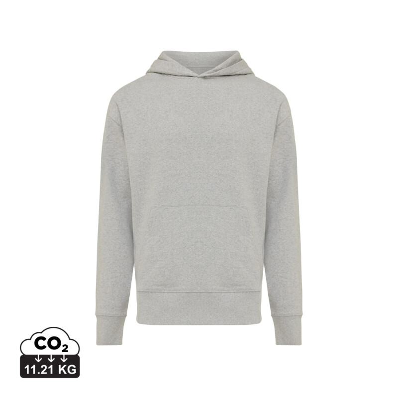 Unisex mikina s kapucí Iqoniq Yoho relaxed fit, světle šedá, velikost M