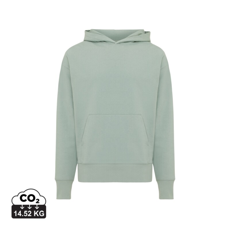 Unisex mikina s kapucí Iqoniq Yoho relaxed fit, velikost XXS, jemná zelená