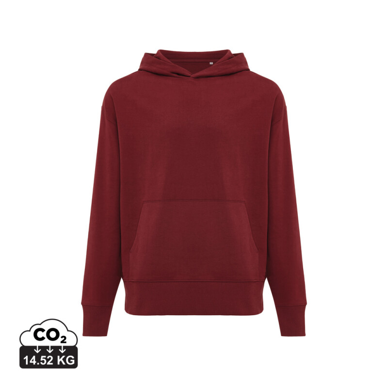 Unisex mikina s kapucí Iqoniq Yoho relaxed fit, vínově červená, velikost L