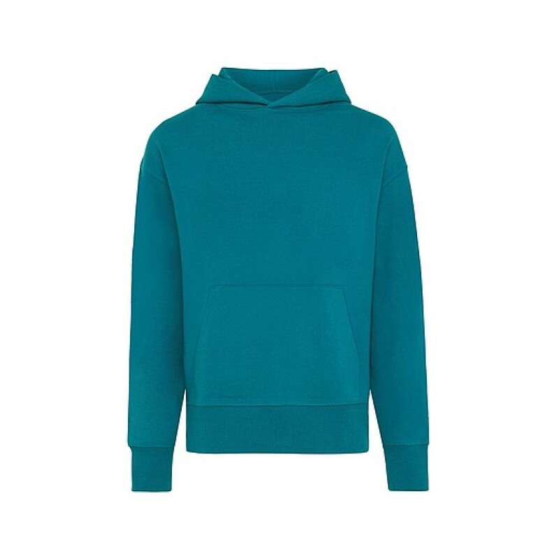 Unisex mikina s kapucí Iqoniq Yoho z recyklované bavlny, tyrkysová, S