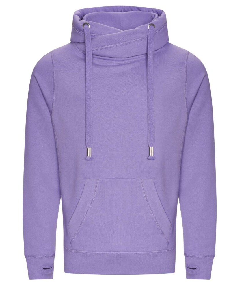 Unisex mikina s kapucí AWDIS CROSS NECK HOODIE, fialová, velikost M