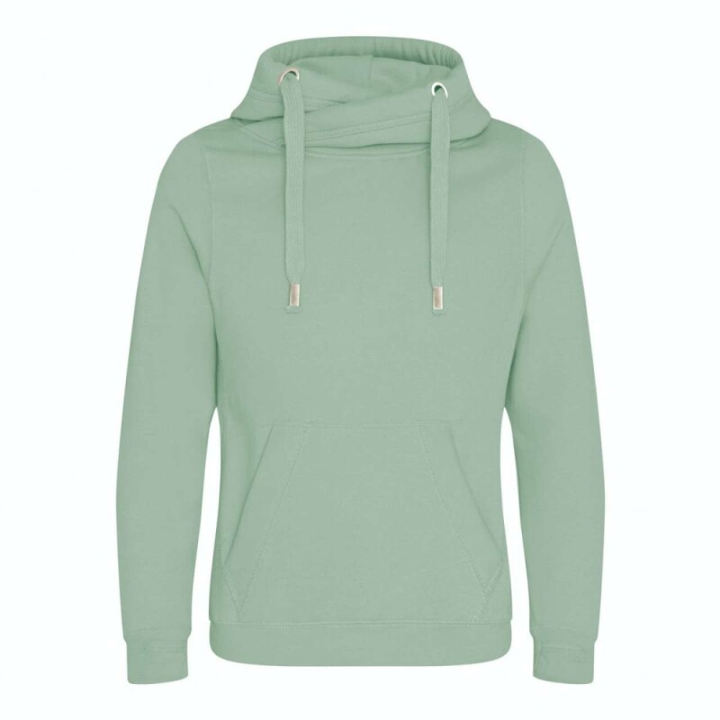 Unisex mikina s kapucí AWDIS CROSS NECK HOODIE, jemně zelená, velikost XS