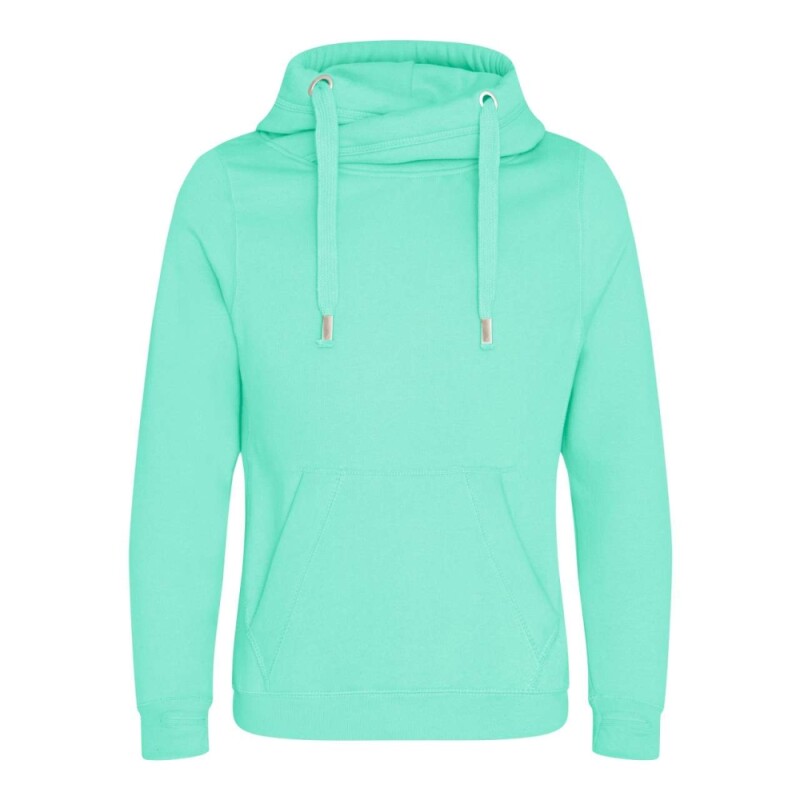 Unisex mikina s kapucí AWDIS CROSS NECK HOODIE, mátová, velikost XL