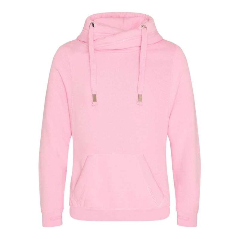 Unisex mikina s kapucí AWDIS CROSS NECK HOODIE, světle růžová, velikost XL