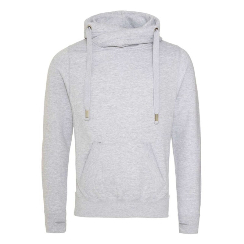 Unisex mikina s kapucí AWDIS CROSS NECK HOODIE, světle šedý melír, velikost L