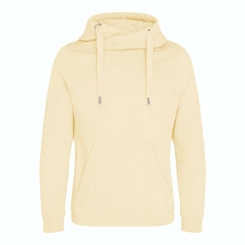 Unisex mikina s kapucí AWDIS CROSS NECK HOODIE, světle žlutá, velikost S