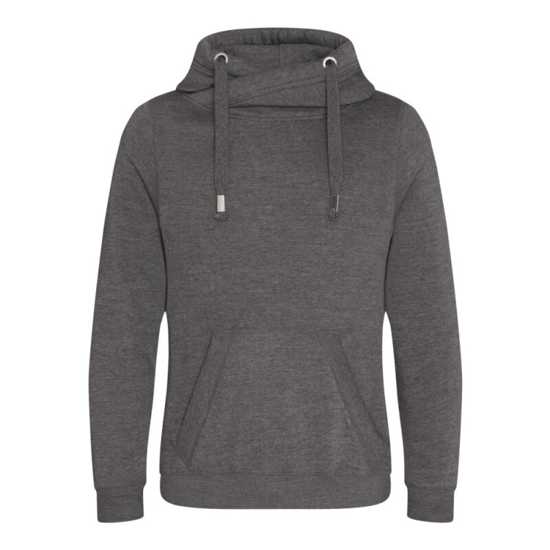 Unisex mikina s kapucí AWDIS CROSS NECK HOODIE, tmavě šedý melír, velikost M