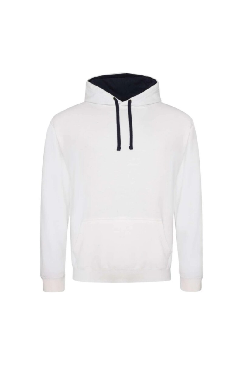 Unisex mikina s kapucí AWDIS VARSITY HOODIE, bílá/tmavě námořní modrá, velikost L