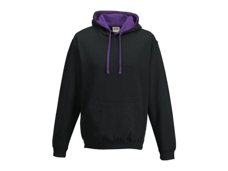 Unisex mikina s kapucí AWDIS VARSITY HOODIE, černá/fialová, velikost S