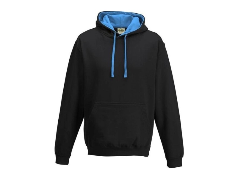 Unisex mikina s kapucí AWDIS VARSITY HOODIE, černá/modrá, velikost XL